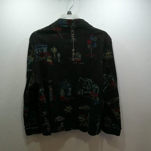 Draper's & Damons Vintage Embroidered Black Denim Lightweight Jacket Size PL - Picture 5 of 6